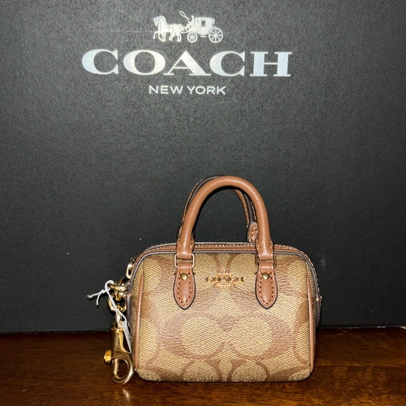 Coach Handbags - COACH Mini Rowan Satchel Bag Charm In Signature Canvas NWT
